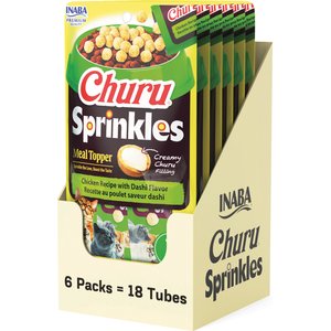 Inaba Churu Sprinkles Chicken Recipe with Dashi Flavor Grain-Free Cat Treats, 0.35-oz tube, 18 count