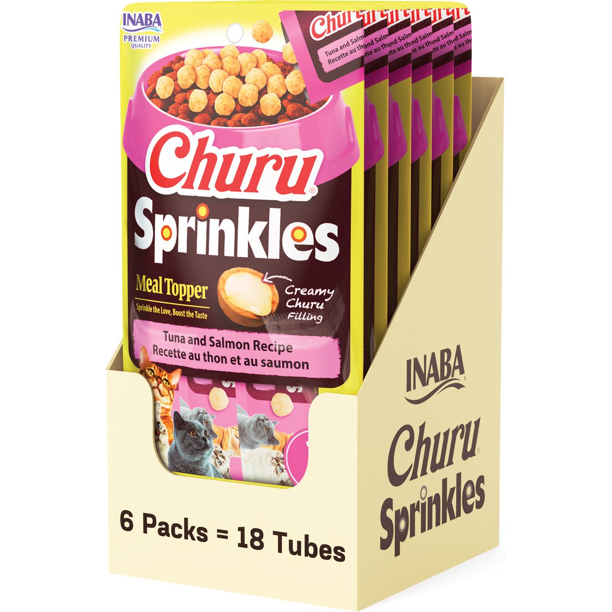 Inaba Churu Sprinkles Tuna & Salmon Recipe Grain-Free Cat Treats, 0.35-oz tube, 18 count