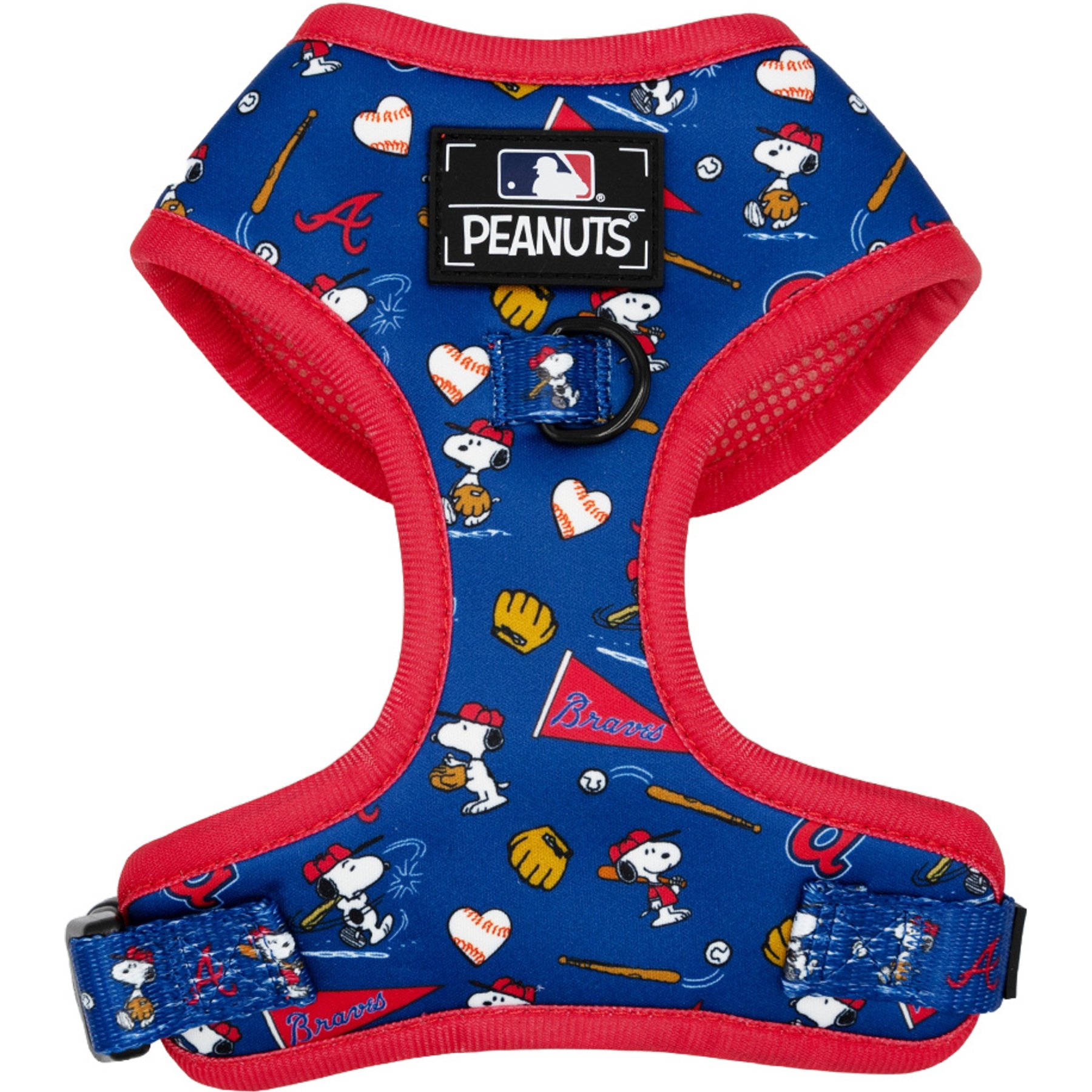 Sassy Woof MLB x Peanuts Atlanta Braves Adjustable Dog Harness, X-Large: 24 to 35-in chest