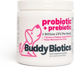BuddyBiotics Probiotic + Prebiotic Powder Supplement for Dogs, 108-g jar