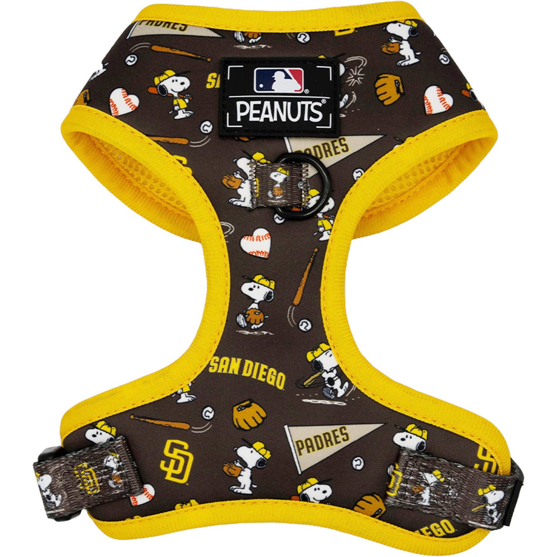 Sassy Woof MLB x Peanuts San Diego Padres Adjustable Dog Harness, Medium: 18 to 25-in chest