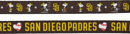 Show full view: Sassy Woof MLB x Peanuts San Diego Padres Dog Leash, 5-ft long, 3/4-in wide slide 3 of 6