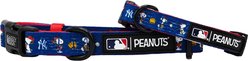 Sassy Woof MLB x Peanuts New York Yankees Dog Collar, Medium: 19.7-in neck, 3/4-in wide