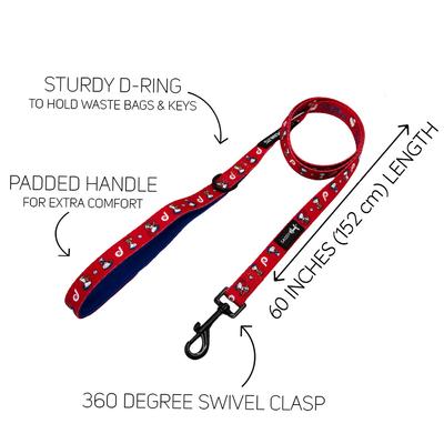 Show full view: Sassy Woof MLB x Peanuts Philadelphia Phillies Dog Leash, 5-ft long, 3/4-in wide slide 5 of 6
