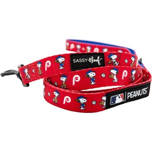 Sassy Woof MLB x Peanuts Philadelphia Phillies Dog Leash, 5-ft long, 3/4-in wide