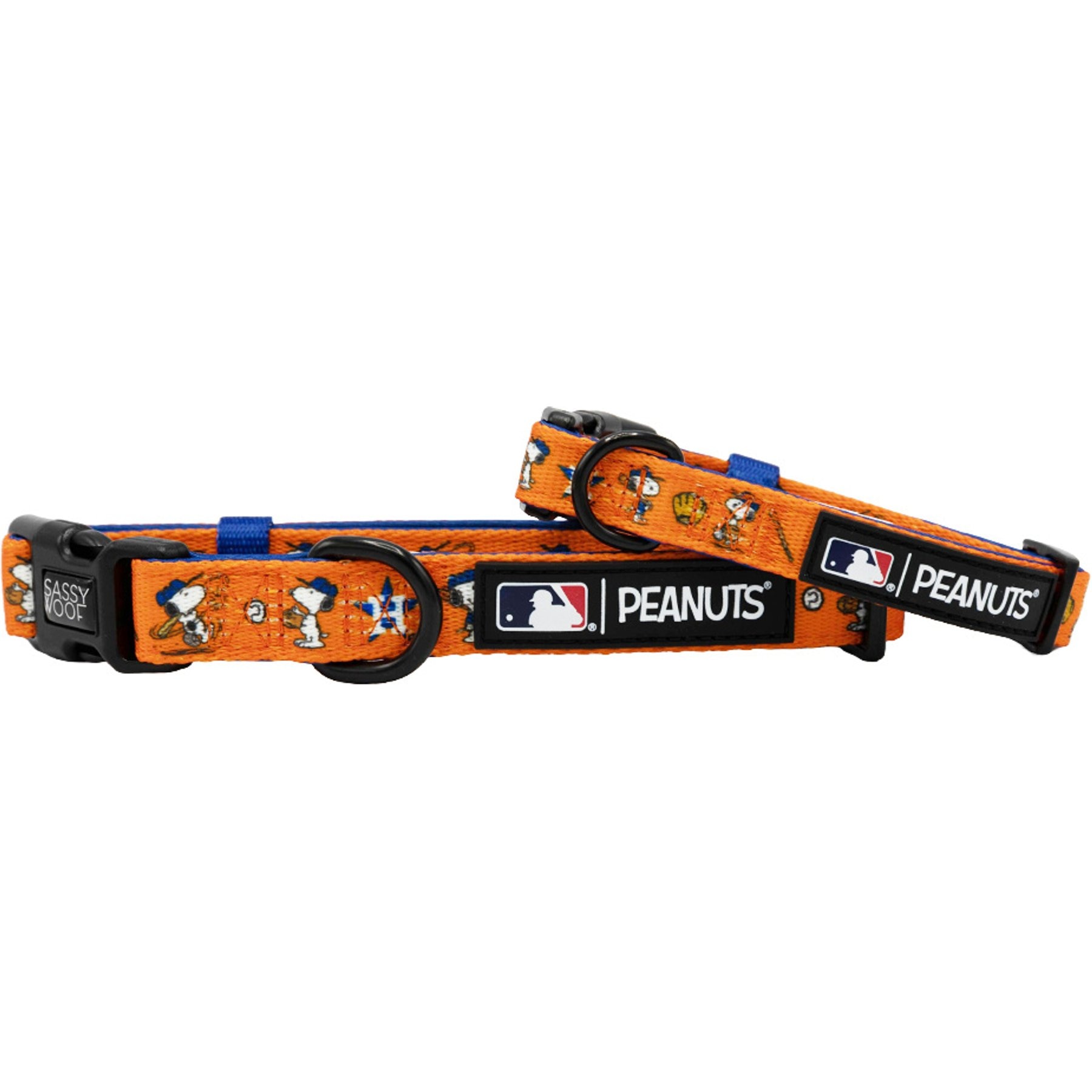 Sassy Woof MLB x Peanuts Houston Astros Dog Collar, Large: 26-in neck, 1-in wide