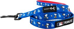 Sassy Woof MLB x Peanuts Los Angeles Dodgers Dog Leash, 5-ft long, 3/4-in wide