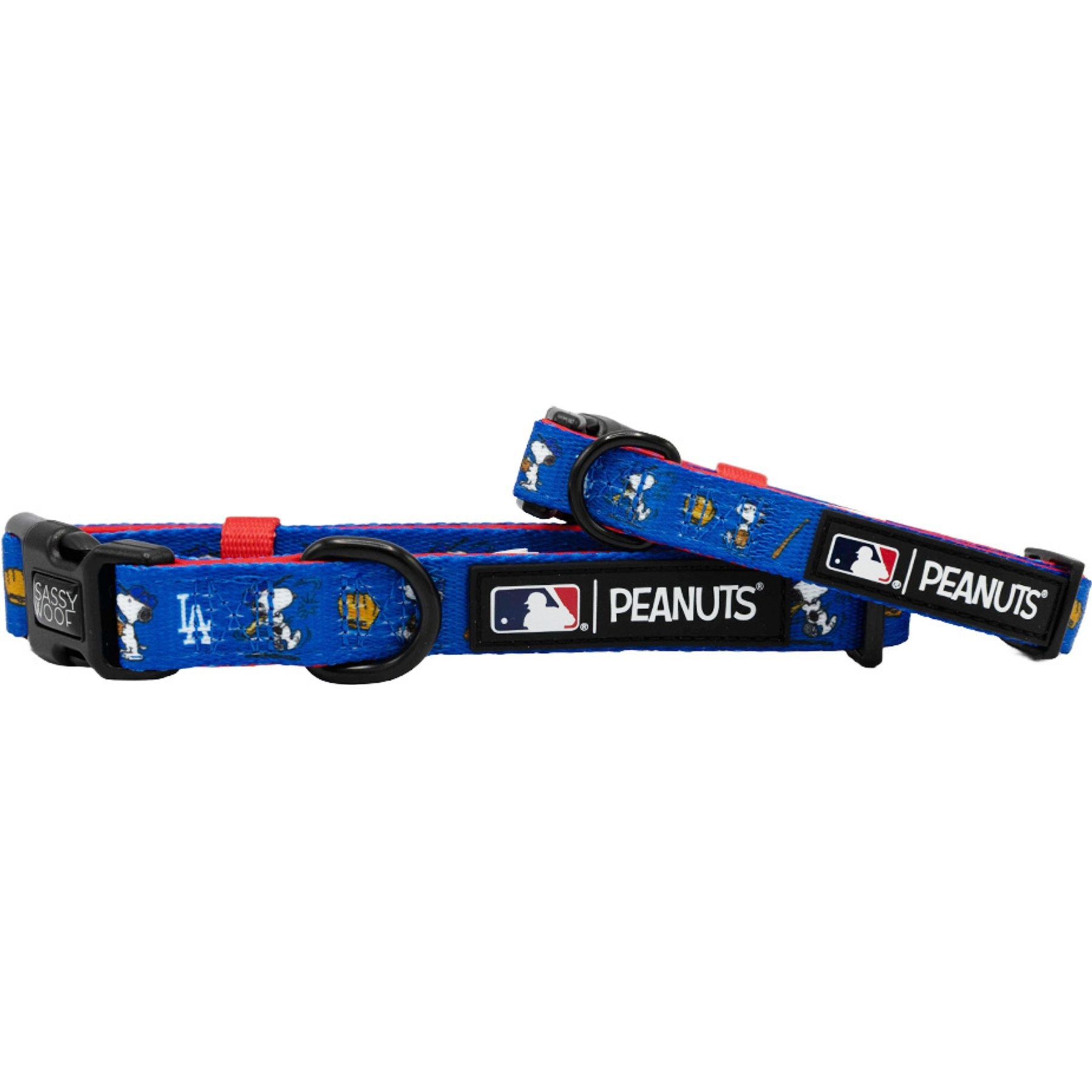 Sassy Woof MLB x Peanuts Los Angeles Dodgers Dog Collar, Large: 26-in neck, 1-in wide