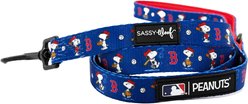 Sassy Woof MLB x Peanuts Boston Red Sox Dog Leash, 5-ft long, 3/4-in wide
