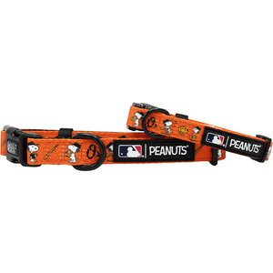Sassy Woof MLB x Peanuts Baltimore Orioles Dog Collar, Medium: 19.7-in neck, 3/4-in wide