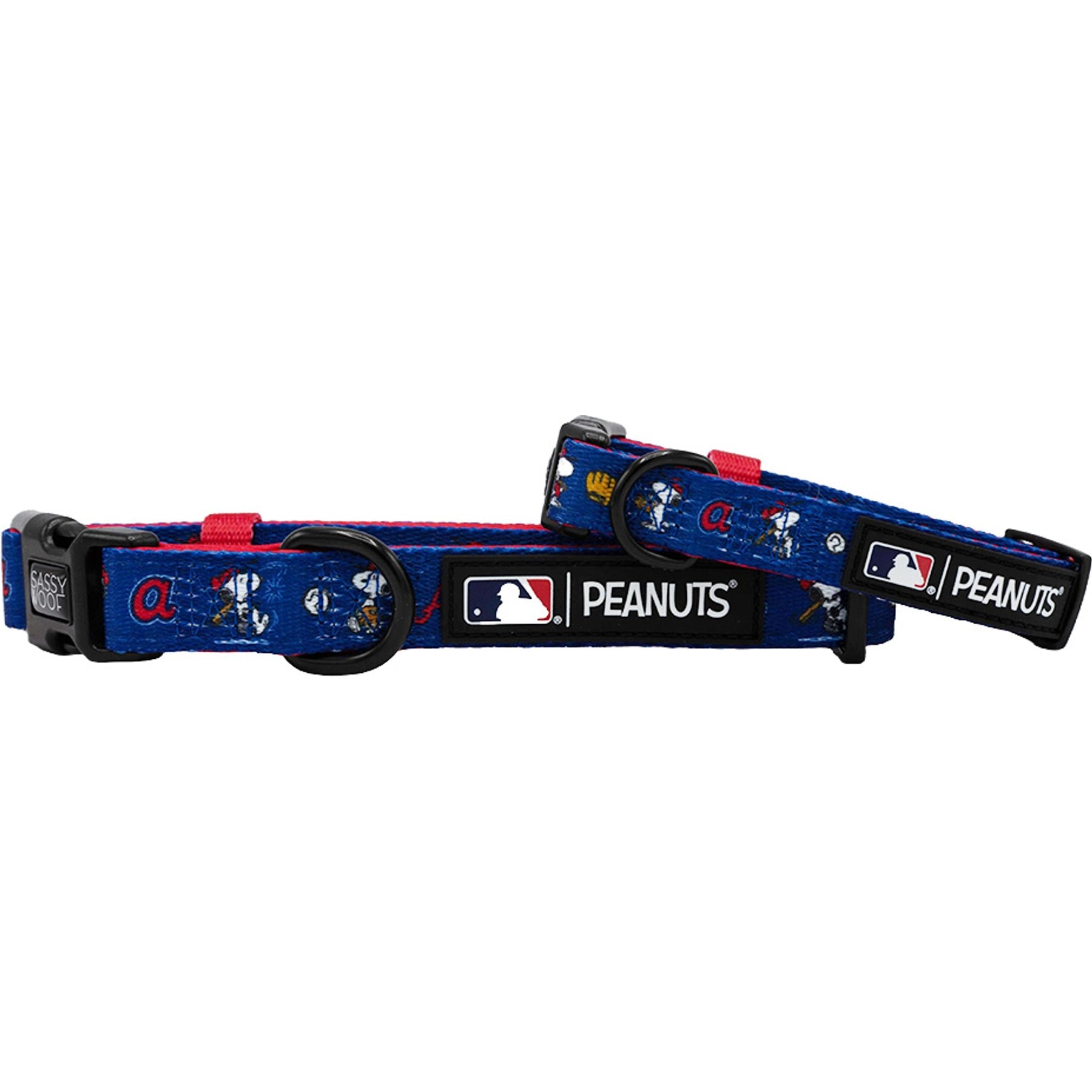 Sassy Woof MLB x Peanuts Atlanta Braves Dog Collar, Large: 26-in neck, 1-in wide