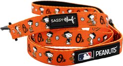 Sassy Woof MLB x Peanuts Baltimore Orioles Dog Leash, 5-ft long, 3/4-in wide