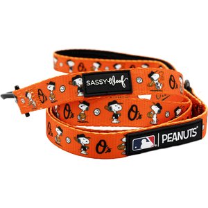 Sassy Woof MLB x Peanuts Baltimore Orioles Dog Leash, 5-ft long, 3/4-in wide