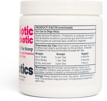Show full view: BuddyBiotics Probiotic + Prebiotic Powder Supplement for Dogs, 108-g jar slide 7 of 8