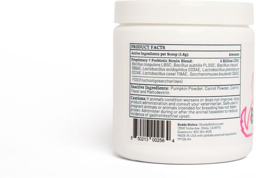 Show full view: BuddyBiotics Probiotic + Prebiotic Powder Supplement for Dogs, 108-g jar slide 3 of 8