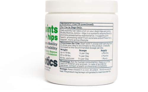Show full view: BuddyBiotics Joints + Hips Powder Supplement for Dogs, 108-g jar slide 8 of 9