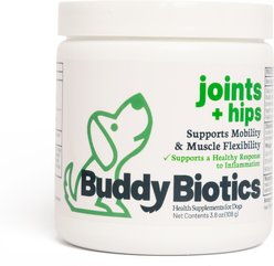 BuddyBiotics Joints + Hips Powder Supplement for Dogs, 108-g jar