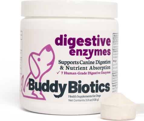 Show full view: BuddyBiotics Digestive Enzymes Powder Supplement for Dogs, 108-g jar slide 5 of 7