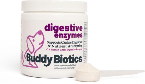 Show full view: BuddyBiotics Digestive Enzymes Powder Supplement for Dogs, 108-g jar slide 4 of 7