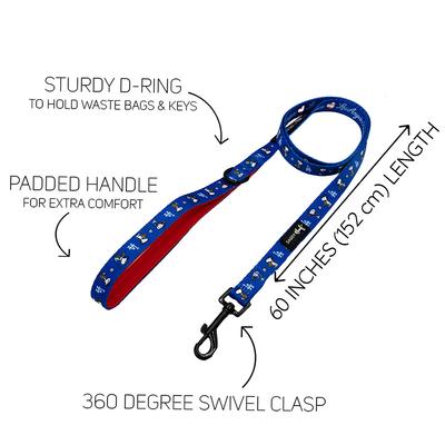 Show full view: Sassy Woof MLB x Peanuts Los Angeles Dodgers Dog Leash, 5-ft long, 3/4-in wide slide 4 of 6