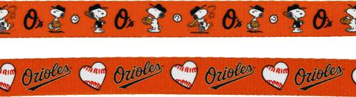 Show full view: Sassy Woof MLB x Peanuts Baltimore Orioles Dog Leash, 5-ft long, 3/4-in wide slide 3 of 6