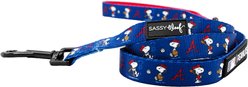 Sassy Woof MLB x Peanuts Atlanta Braves Dog Leash, 5-ft long, 3/4-in wide