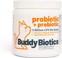 BuddyBiotics Probiotic + Prebiotics Powder Supplement for Cats, 108-g jar