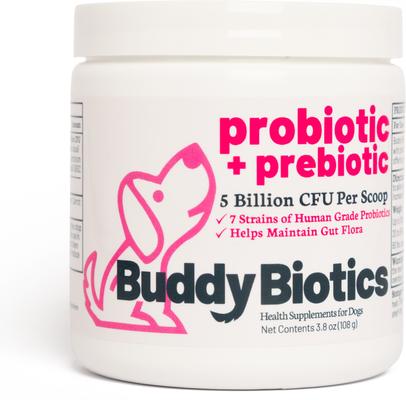 Show full view: BuddyBiotics Probiotic + Prebiotic Powder Supplement for Dogs, 108-g jar slide 5 of 8