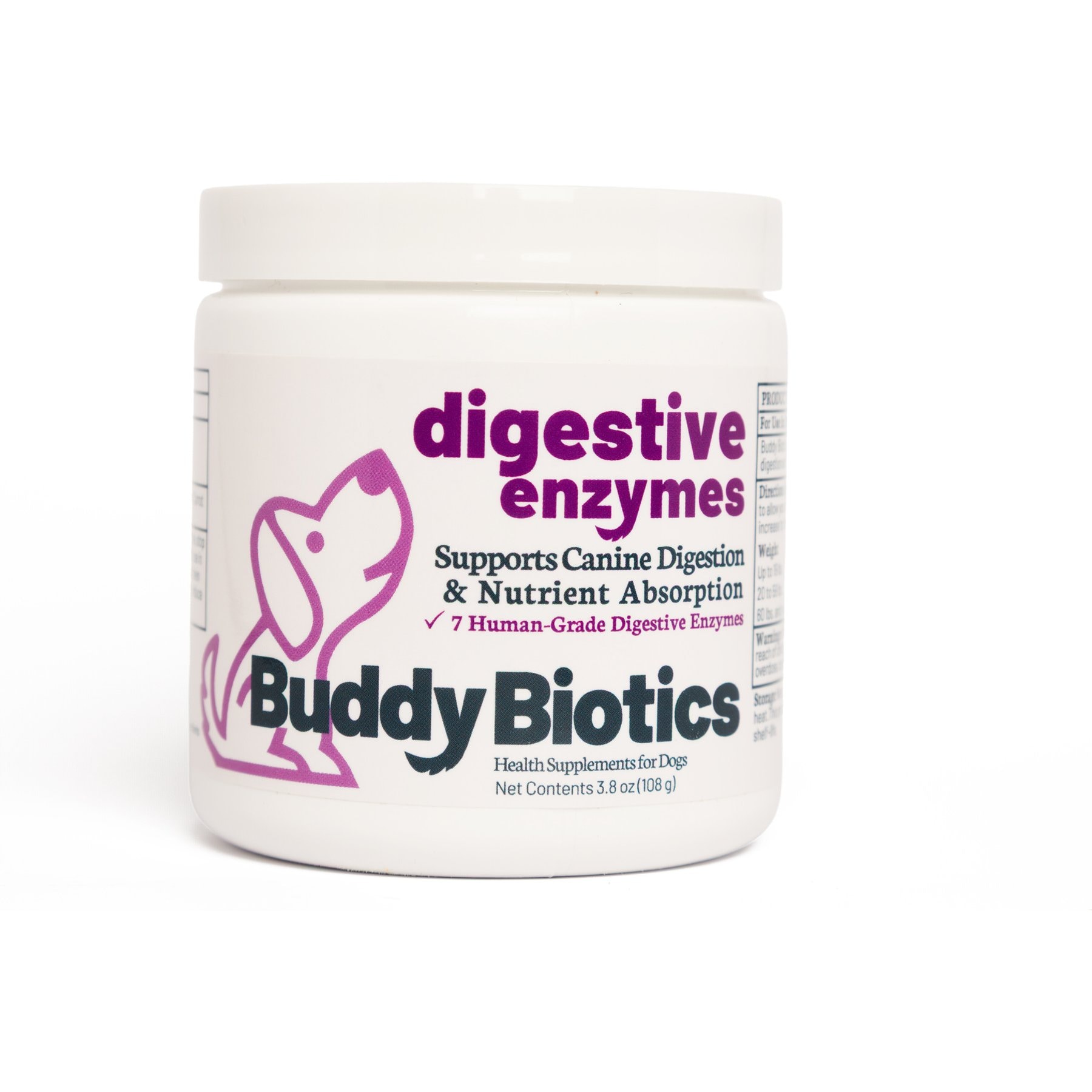 BuddyBiotics Digestive Enzymes Powder Supplement for Dogs, 108-g jar