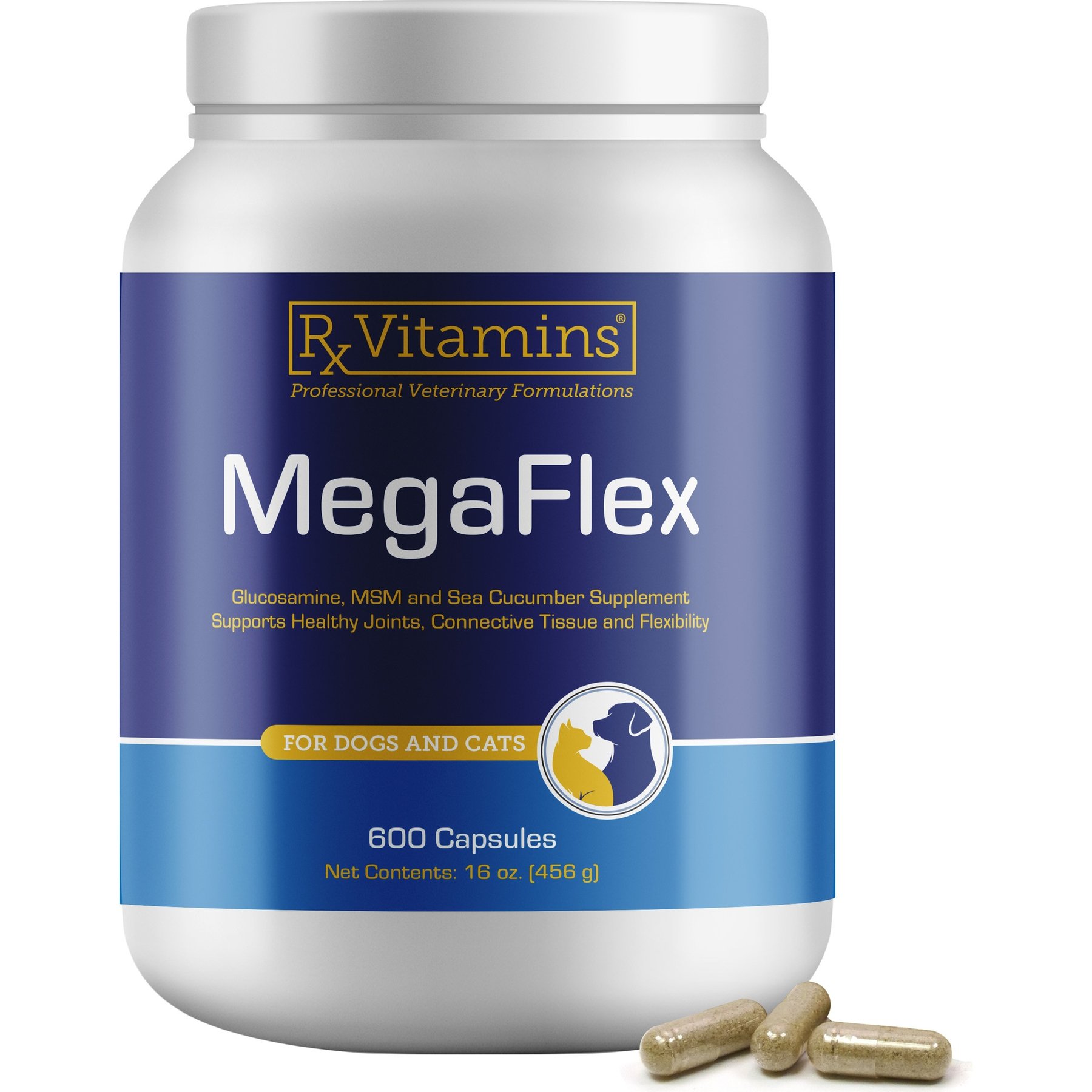 Rx Vitamins MegaFlex Capsules Joint Supplement for Cats & Dogs, 600 count