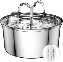 EOX Stainless Steel Dog & Cat Water Fountain, 108-oz