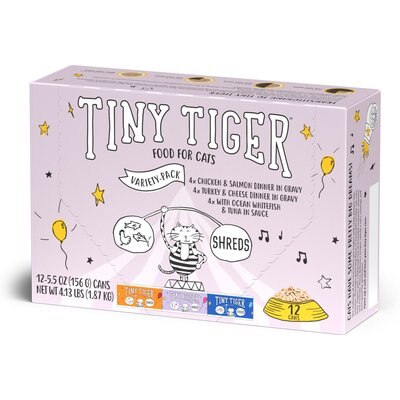 Tiny Tiger Tiny Tiger Savory Shreds In Gravy Variety Pack Canned Cat Food, 5.5-oz can, case of 12