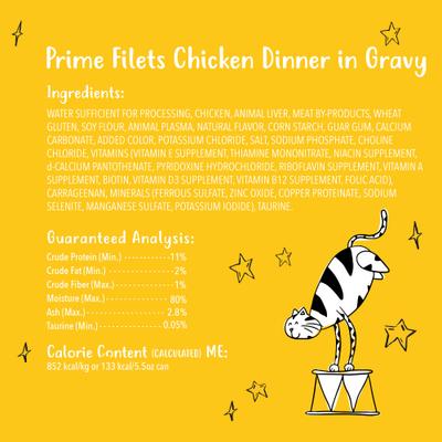 Show full view: Tiny Tiger Prime Filets Chicken Dinner in Gravy Canned Cat Food, 5.5-oz can, case of 24 slide 9 of 11