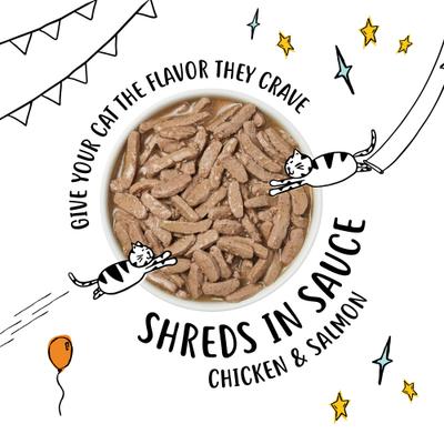 Show full view: Tiny Tiger Shreds Chicken & Salmon Dinner in Gravy Canned Cat Food, 5.5-oz can, case of 24 slide 5 of 11