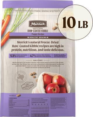 Show full view: Merrick Healthy Grains Raw-Coated Kibble Puppy Recipe Freeze-Dried Dry Dog Food, 10-lb bag slide 4 of 12