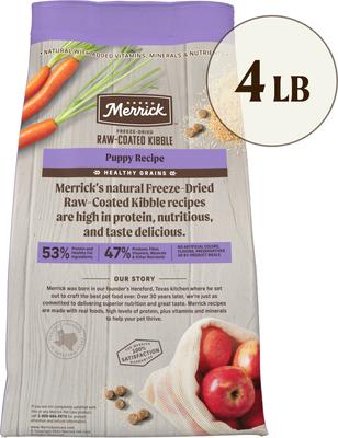 Show full view: Merrick Healthy Grains Raw-Coated Kibble Puppy Recipe Freeze-Dried Dry Dog Food, 4-lb bag slide 4 of 12