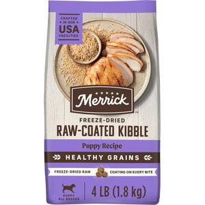 Merrick Healthy Grains Raw-Coated Kibble Puppy Recipe Freeze-Dried Dry Dog Food, 4-lb bag