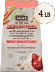 Merrick Healthy Grains Raw-Coated Kibble Real Salmon + Brown Rice Recipe Freeze-Dried Dry Dog Food, 4-lb bag slide 2 of 8