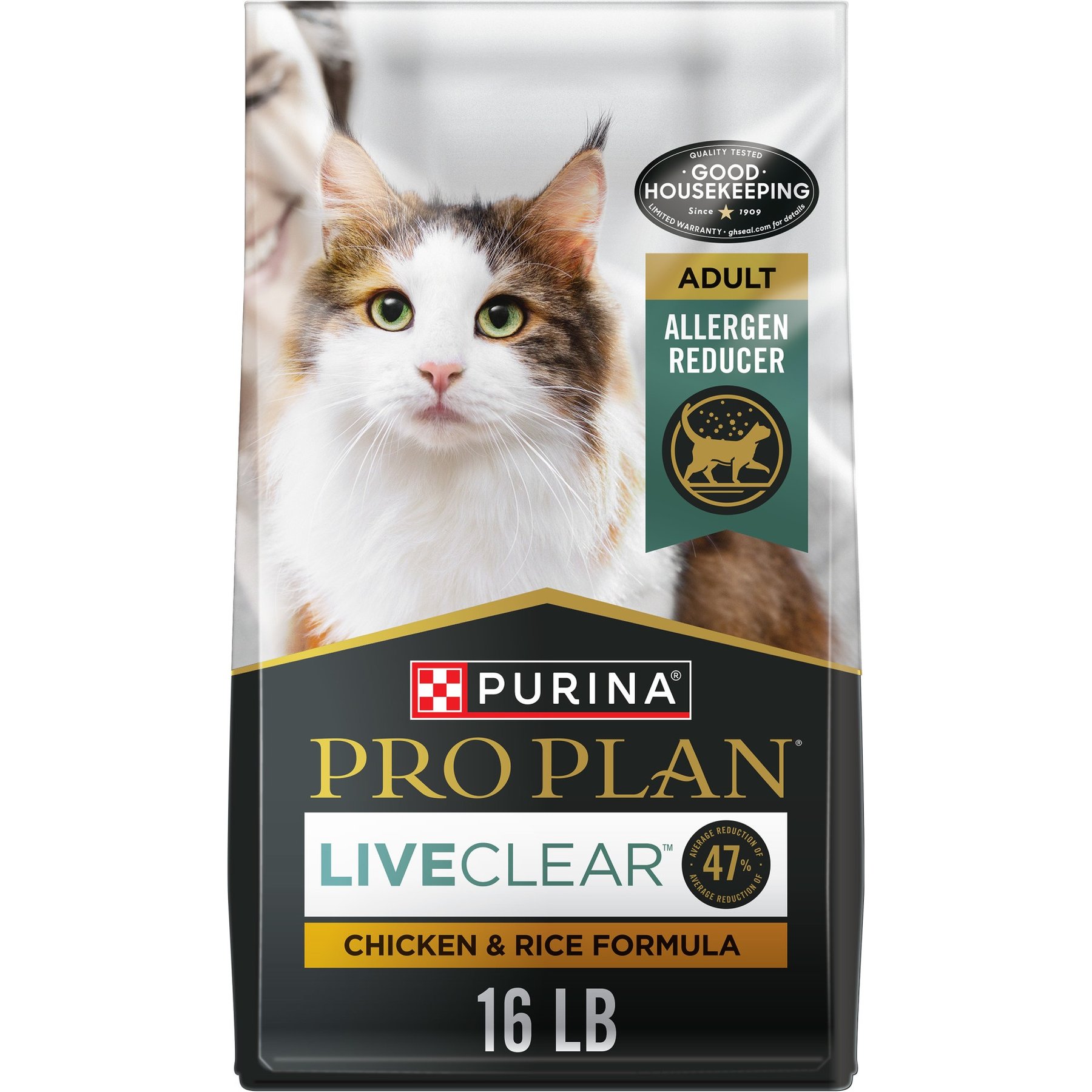 Purina Pro Plan LiveClear Probiotic Chicken & Rice Formula Dry Cat Food, 16-lb bag