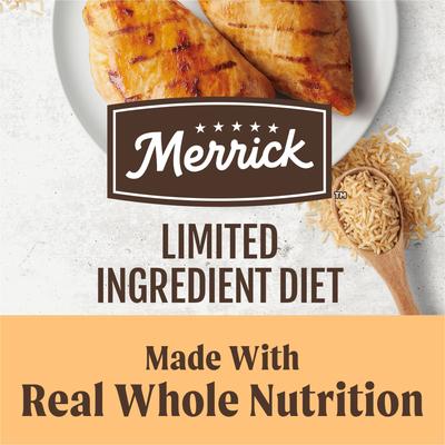 Show full view: Merrick Limited Ingredient Diet Dry Dog Food Real Chicken & Brown Rice Recipe with Healthy Grains, 22-lb bag slide 6 of 13