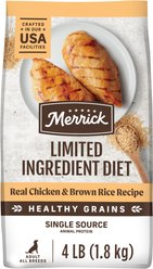 Merrick Limited Ingredient Diet Dry Dog Food Real Chicken & Brown Rice Recipe with Healthy Grains, 4-lb bag