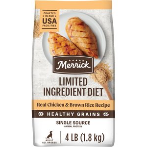 Merrick Limited Ingredient Diet Dry Dog Food Real Chicken & Brown Rice Recipe with Healthy Grains, 4-lb bag