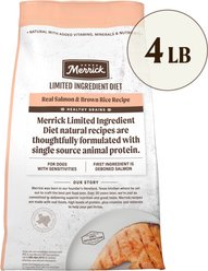 Merrick Limited Ingredient Diet Real Salmon & Brown Rice Recipe with Healthy Grains Dry Dog Food, 4-lb bag slide 2 of 8