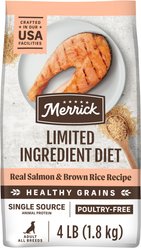 Merrick Limited Ingredient Diet Real Salmon & Brown Rice Recipe with Healthy Grains Dry Dog Food, 4-lb bag