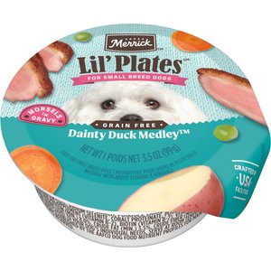 Merrick Lil' Plates Grain-Free Small Breed Wet Dog Food Dainty Duck Medley, 3.5-oz tub, case of 12