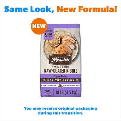 Show full view: Merrick Healthy Grains Raw-Coated Kibble Puppy Recipe Freeze-Dried Dry Dog Food, 10-lb bag slide 3 of 12