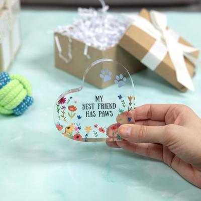 Show full view: Pavilion My Best Friend Has Paws Heart Plaque, 3.5-in slide 3 of 3