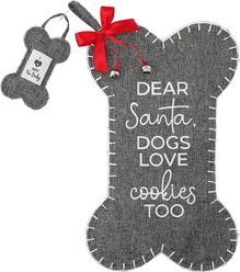 Pavilion Christmas Bone Shaped Dog Stocking with Mini Ornament, 15-in