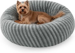 JOEJOY Washable Anti Slip Bottom, Calming Donut Puppy, Dog & Cat Bed with Removable Zipper Cover, Grey, 23 x 23 x 8-in