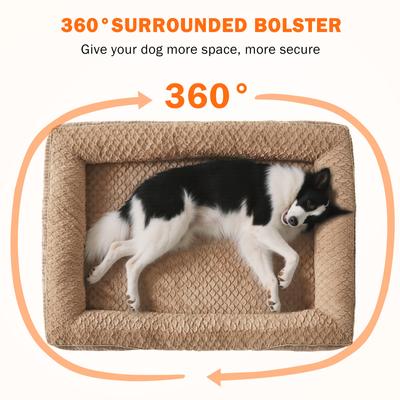 Show full view: JOEJOY Orthopedic Waterproof, Egg-Crate Memory Foam Puppy, Dog & Cat Couch Bed with Washable Removable Cover, Brown, Medium: 28 x 23 x 7-in slide 7 of 8